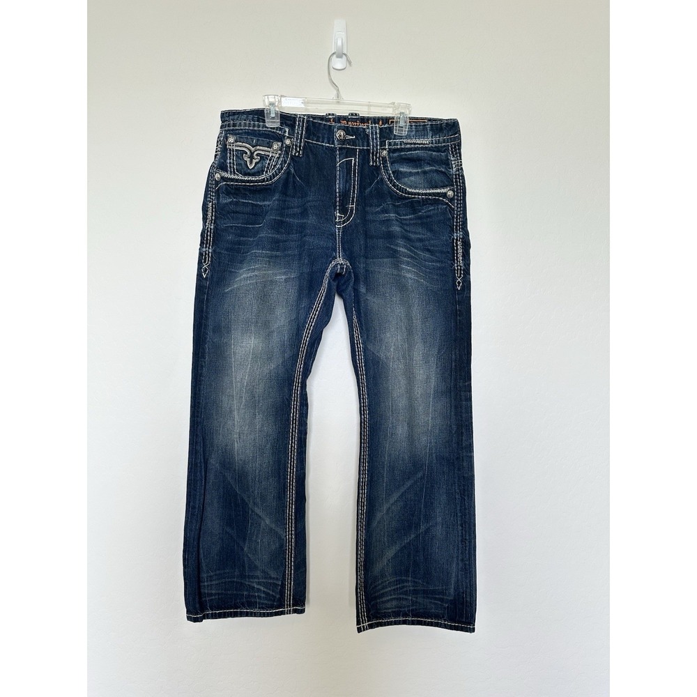 Rock Revival Remedy Straight Fit Jeans Relaxed Straight Fit Men Size 38x30